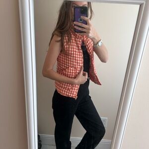 Orange Gingham Vest